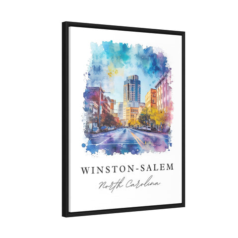 Winston-Salem watercolor travel art - North Carolina, Winston-Salem print, Wedding gift, Birthday present, Custom Text, Perfect Gift