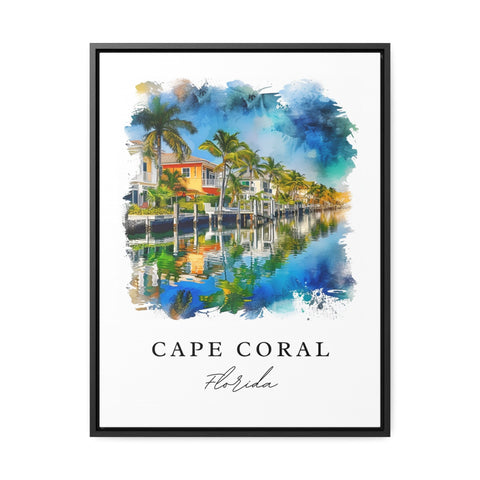Cape Coral watercolor travel art - Florida, Cape Coral print, Wedding gift, Birthday present, Custom Text, Perfect Gift