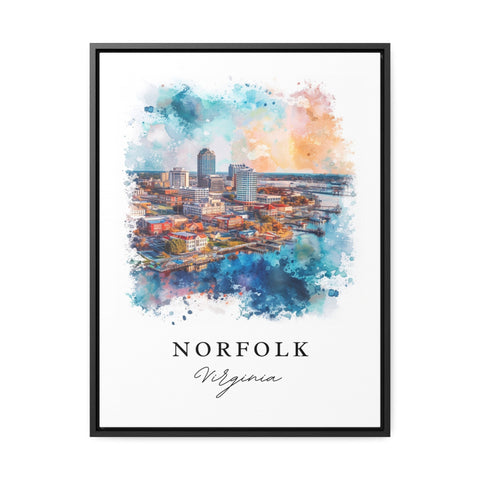 Norfolk VA watercolor travel art - Virginia, Norfolk print, Wedding gift, Birthday present, Custom Text, Perfect Gift