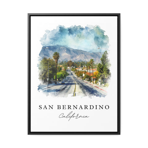 San Bernardino watercolor travel art - California, San Bernardino print, Wedding gift, Birthday present, Custom Text, Perfect Gift