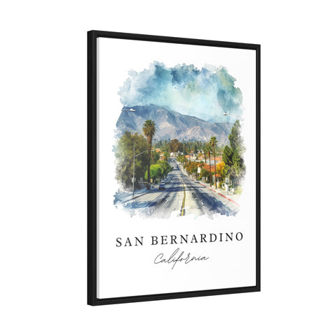San Bernardino watercolor travel art - California, San Bernardino print, Wedding gift, Birthday present, Custom Text, Perfect Gift