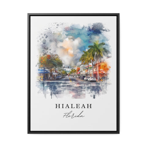 Hialeah watercolor travel art - Florida, Hialeah print, Wedding gift, Birthday present, Custom Text, Perfect Gift