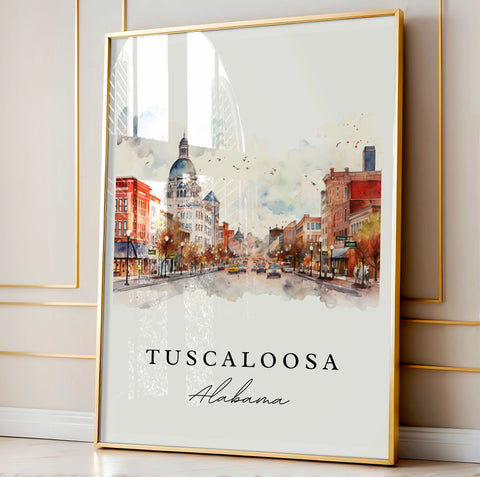 Tuscaloosa traditional travel art - Alabama, Tuscaloosa poster print, Wedding gift, Birthday present, Custom Text, Perfect Gift