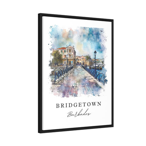 Bridgetown watercolor travel art - Barbados, Bridgetown Carribean print, Wedding gift, Birthday present, Custom Text, Perfect Gift