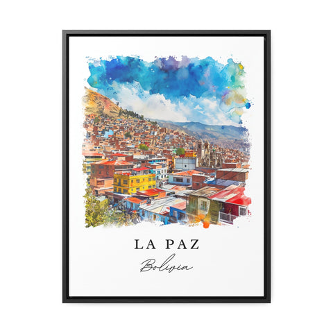 La Paz watercolor travel art - Bolivia, La Paz print, Wedding gift, Birthday present, Custom Text, Perfect Gift