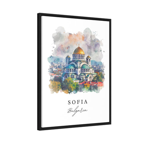 Sofia watercolor travel art - Bulgaria, Sofia print, Wedding gift, Birthday present, Custom Text, Perfect Gift