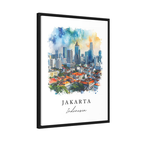Jakarta watercolor travel art - Indonesia, Jakarta print, Wedding gift, Birthday present, Custom Text, Perfect Gift