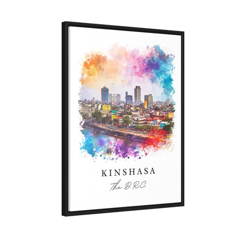 Kinshasa watercolor travel art - The DRC, Kinshasa print, Wedding gift, Birthday present, Custom Text, Perfect Gift