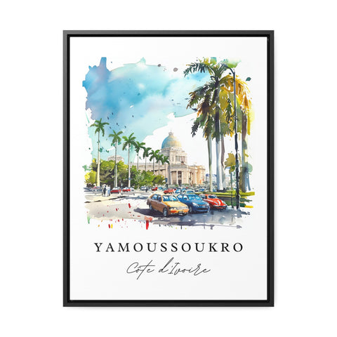 Yamoussoukro watercolor travel art - Ivory Coast, Yamoussoukro print, Wedding gift, Birthday present, Custom Text, Perfect Gift