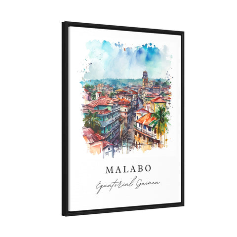 Malabo watercolor travel art - Equitorial Guinea, Malabo print, Wedding gift, Birthday present, Custom Text, Perfect Gift