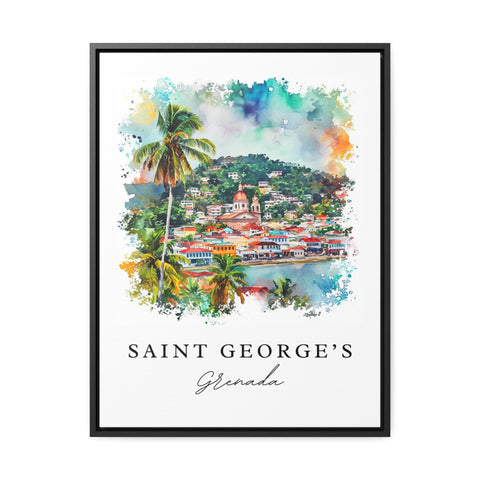 Saint George's Grenada watercolor travel art - Grenada, St. George's print, Wedding gift, Birthday present, Custom Text, Perfect Gift