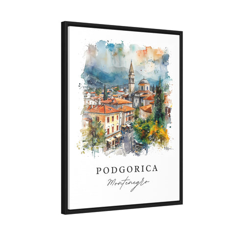 Podgorica watercolor travel art - Montenegro, Podgorica print, Wedding gift, Birthday present, Custom Text, Perfect Gift