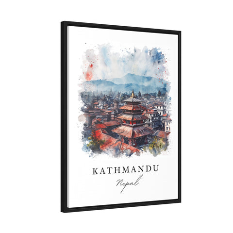 Kathmandu watercolor travel art - Nepal, Kathmandu print, Wedding gift, Birthday present, Custom Text, Perfect Gift