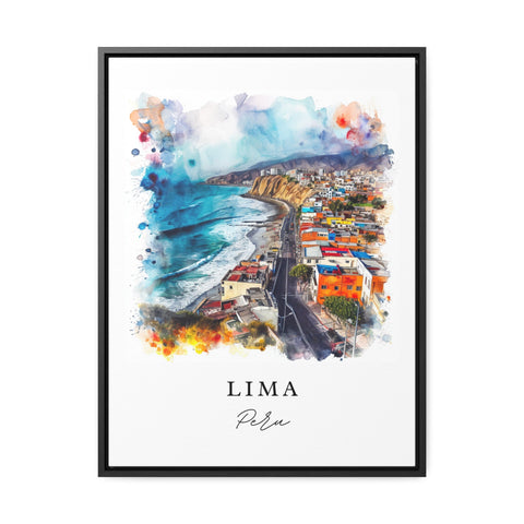 Lima watercolor travel art - Peru, Lima print, Wedding gift, Birthday present, Custom Text, Perfect Gift