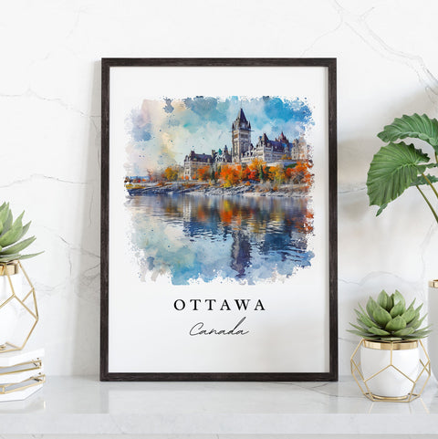 Ottawa watercolor travel art - Canada, Ottawa print, Wedding gift, Birthday present, Custom Text, Perfect Gift