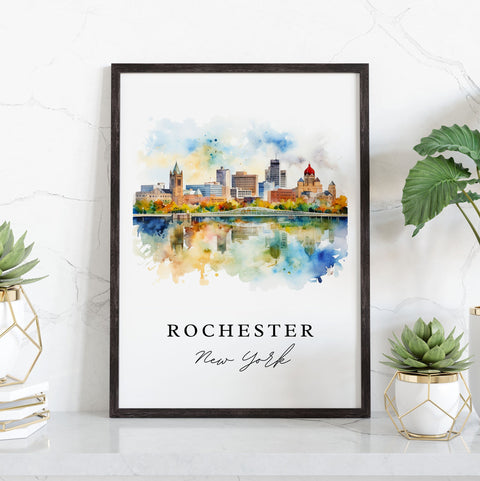 Rochester traditional travel art - Upstate New York, Rochester poster print, Wedding gift, Birthday present, Custom Text, Perfect Gift