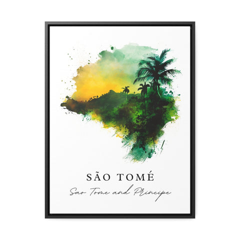 Sao Tome watercolor travel art - Sao Tome and Principe, Sao Tome print, Wedding gift, Birthday present, Custom Text, Perfect Gift