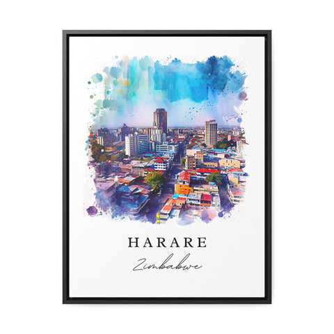 Harare watercolor travel art - Zimbabwe, Harare print, Wedding gift, Birthday present, Custom Text, Perfect Gift
