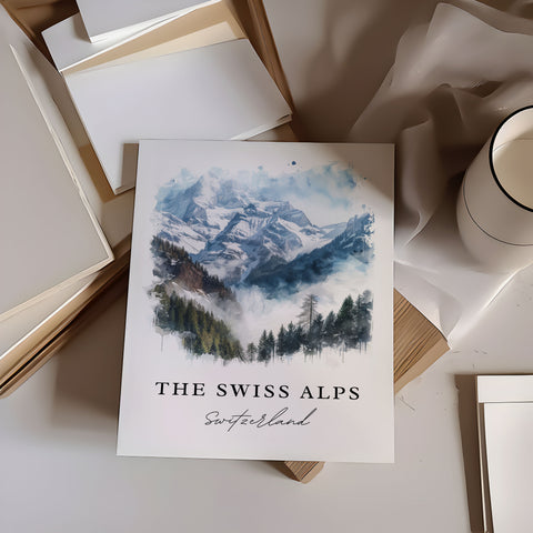 Swiss Alps Art Print, Swiss Alps Print, Switzerland Wall Art, Swiss Alps Gift, Travel Print, Travel Poster, Travel Gift, Housewarming Gift