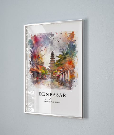 Denpasar Art Print, Indonesia Print, Denpasar Wall Art, Indonesia Gift, Travel Print, Travel Poster, Travel Gift, Housewarming Gift