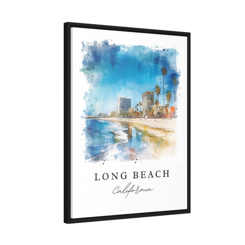 Long Beach Cali watercolor travel art - Los Angeles, Long Beach print, Wedding gift, Birthday present, Custom Text, Perfect Gift