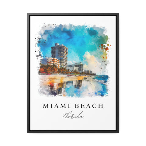 Miami Beach watercolor travel art - Florida, Miami Beach print, Wedding gift, Birthday present, Custom Text, Perfect Gift