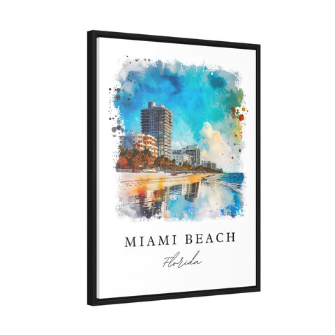 Miami Beach watercolor travel art - Florida, Miami Beach print, Wedding gift, Birthday present, Custom Text, Perfect Gift