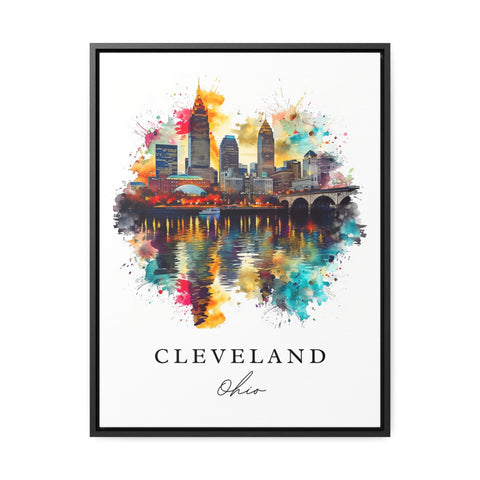 Cleveland watercolor travel art - Ohio, Cleveland print, Wedding gift, Birthday present, Custom Text, Perfect Gift