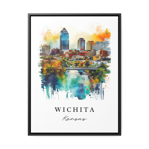 Wichita watercolor travel art - Kansas, Wichita print, Wedding gift, Birthday present, Custom Text, Perfect Gift