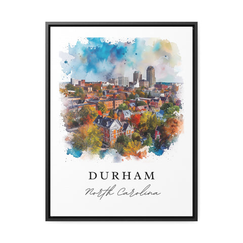 Durham watercolor travel art - North Carolina, Durham print, Wedding gift, Birthday present, Custom Text, Perfect Gift