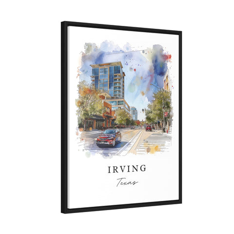 Irving watercolor travel art - Irving, Texas print, Wedding gift, Birthday present, Custom Text, Perfect Gift