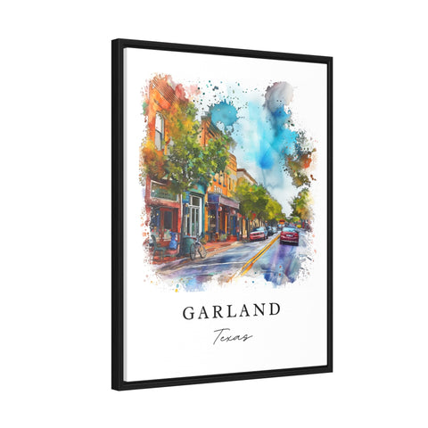 Garland watercolor travel art - Texas, Garland print, Wedding gift, Birthday present, Custom Text, Perfect Gift