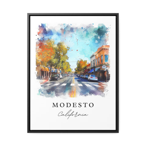 Modesto watercolor travel art - California, Modesto print, Wedding gift, Birthday present, Custom Text, Perfect Gift