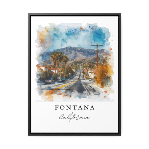 Fontana watercolor travel art - California, Fontana print, Wedding gift, Birthday present, Custom Text, Perfect Gift