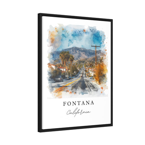 Fontana watercolor travel art - California, Fontana print, Wedding gift, Birthday present, Custom Text, Perfect Gift