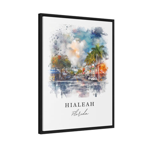 Hialeah watercolor travel art - Florida, Hialeah print, Wedding gift, Birthday present, Custom Text, Perfect Gift