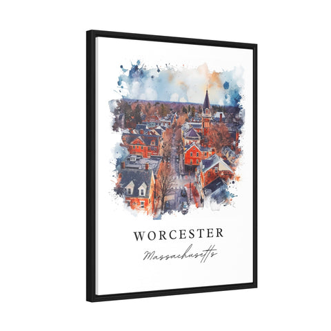 Worcester watercolor travel art - Massachusetts, Worcester print, Wedding gift, Birthday present, Custom Text, Perfect Gift