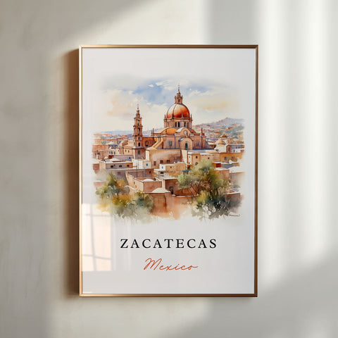 Zacatecas traditional travel art - Mexico, Zacatecas poster, Wedding gift, Birthday present, Custom Text, Personalised Gift