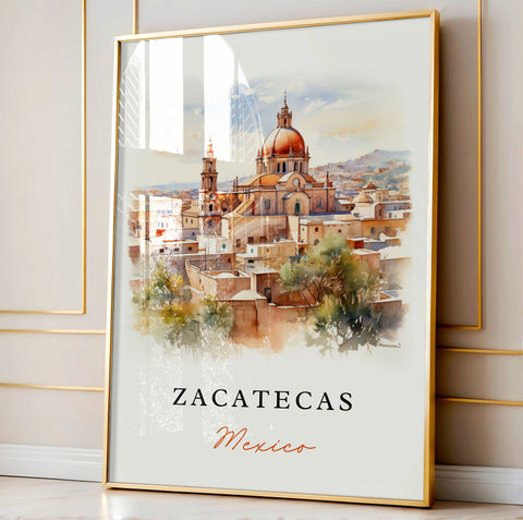 Zacatecas traditional travel art - Mexico, Zacatecas poster, Wedding gift, Birthday present, Custom Text, Personalised Gift