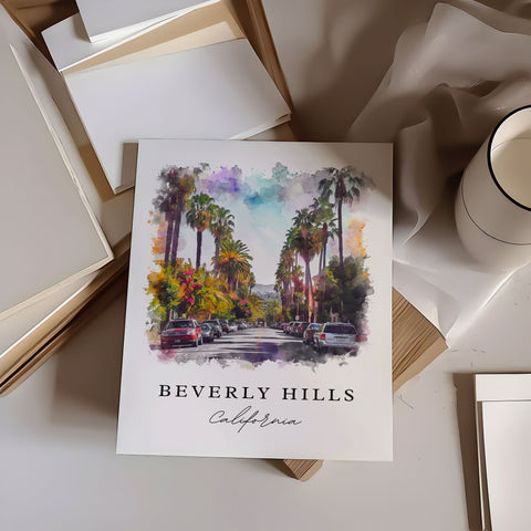 Beverly Hills Art Print, California Print, LA Wall Art, Beverly Hills Gift, Tulips, Travel Print, Travel Poster, Housewarming Gift