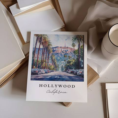 Hollywood Art Print, Los Angeles Print, Hollywood Sign Wall Art, California Gift, Travel Print, Travel Poster, Housewarming Gift