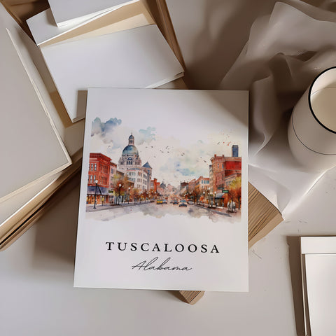 Tuscaloosa traditional travel art - Alabama, Tuscaloosa poster print, Wedding gift, Birthday present, Custom Text, Perfect Gift