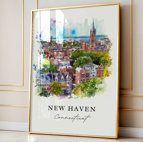 New Haven Art Print, New Haven Print, Connecticut Wall Art, New Haven Gift, Travel Print, Travel Poster, Travel Gift, Housewarming Gift