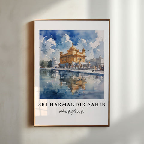 Sri Harmandir Sahib Art Print, The Golden Temple Print, Amritsar Wall Art, Punjab Gift, Travel Print, Travel Poster, Housewarming Gift