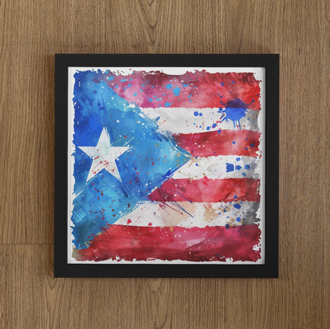 Puerto Rico Flag Artwork, PR Print, Puerto Rico watercolor Wall Art, PR Gift, Travel Print, Travel Poster, Travel Gift, Housewarming Gift