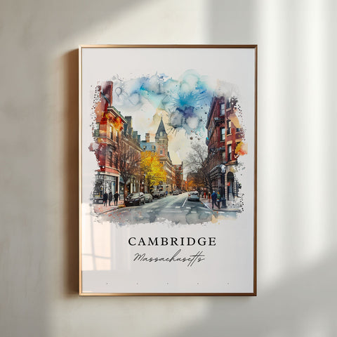 Cambridge Mass Art Print, Cambridge Print, Massachusetts Wall Art, Cambridge Gift, Travel Poster, Travel Gift, Housewarming Gift