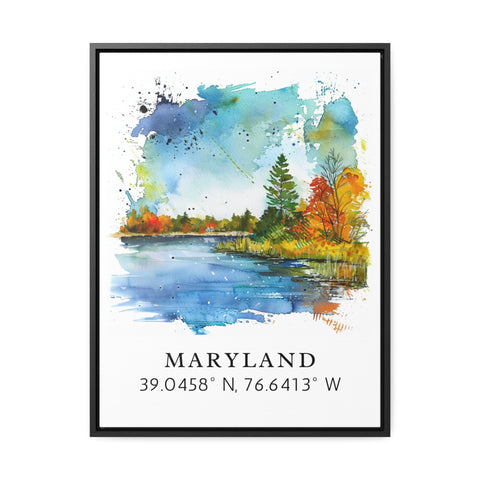 Maryland wall art - Maryland print with coordinates, Framed and Unframed Options - Wedding gift, Birthday present, Personalization Available