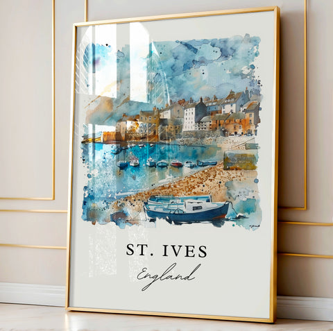 St Ives Art Print, St Ives Print, England Wall Art, St Ives England Gift, Travel Print, Travel Poster, Travel Gift, Housewarming Gift