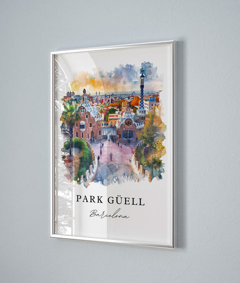 Park Guell Art Print, Barcelona Print, Park Guel Wall Art, Spain Gift, Travel Print, Travel Poster, Travel Gift, Housewarming Gift