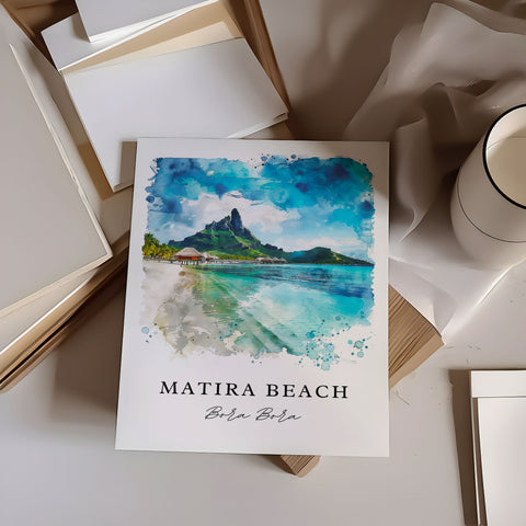 Matira Beach Art Print, Matira Beach Print, Bora Bora Wall Art, Bora Bora Gift, Travel Print, Travel Poster, Travel Gift, Housewarming Gift